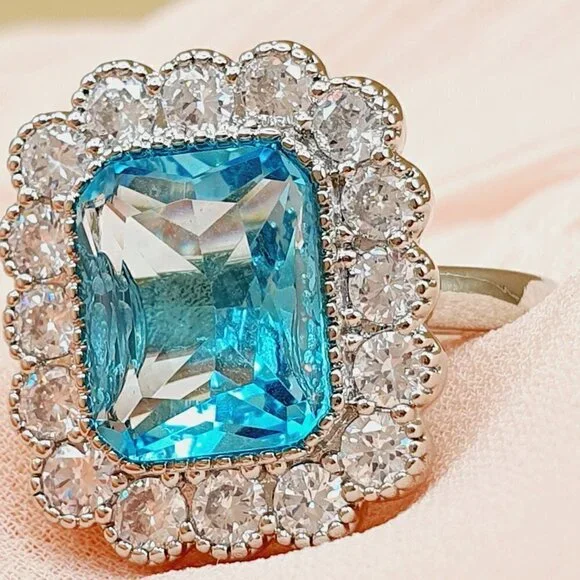 💎 Crystal Clear Gemstones Zircon Flower Luxury Rings for Women, INDN8386 - Picture 10 of 11